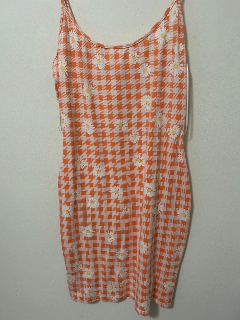 Bear Dance Orange & White Gingham Daisy Slip Dress